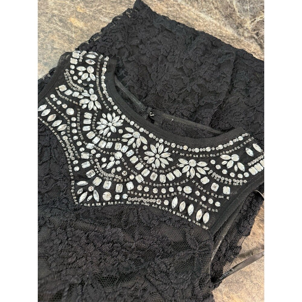 B. Darlin Dress Womens Juniors 7/8 Black Lace Sheath Cocktail Knee Length - Picture 9 of 10